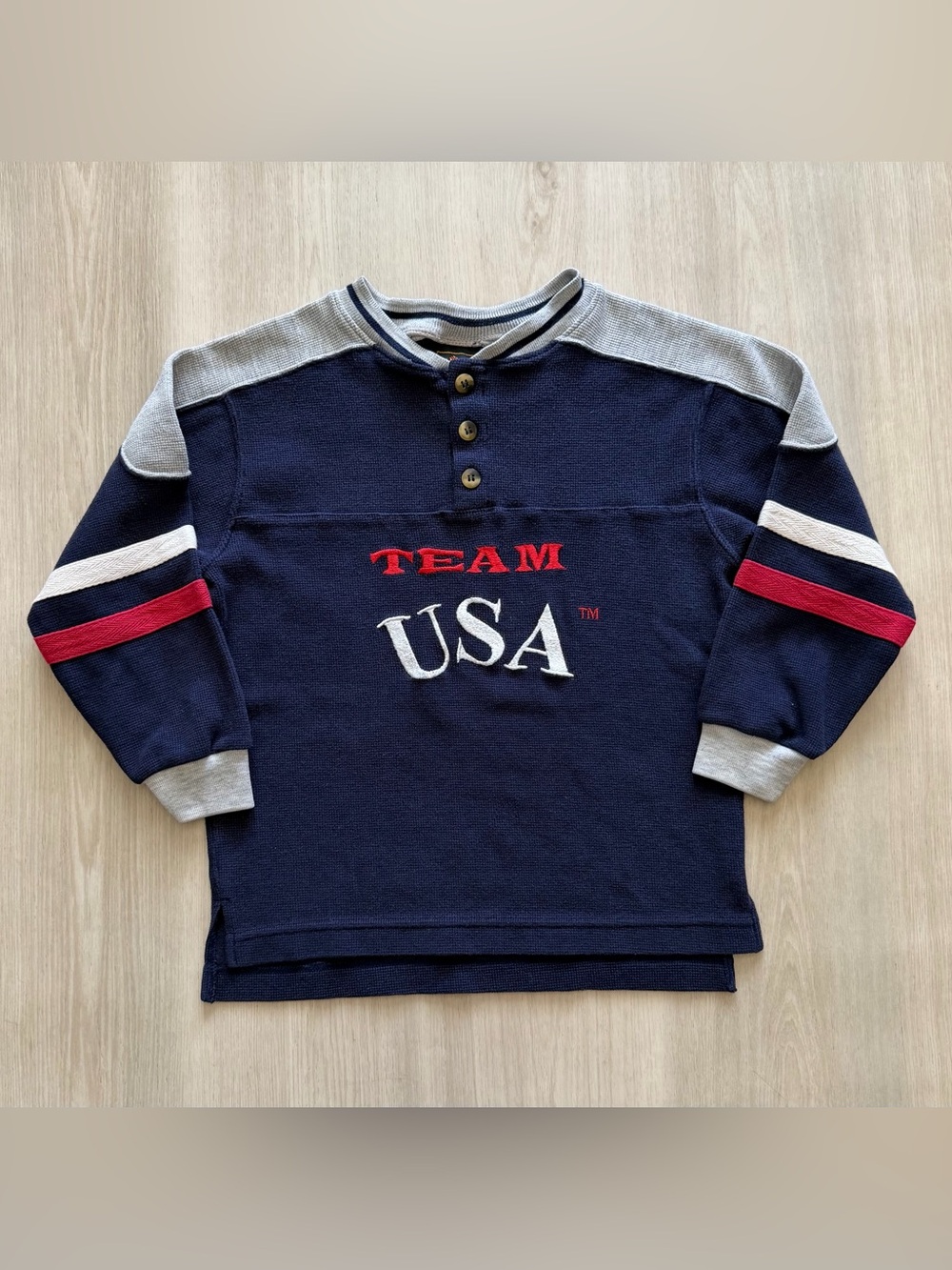 Vintage Team USA Hockey Jersey Waffle Knit Sz 5/6
